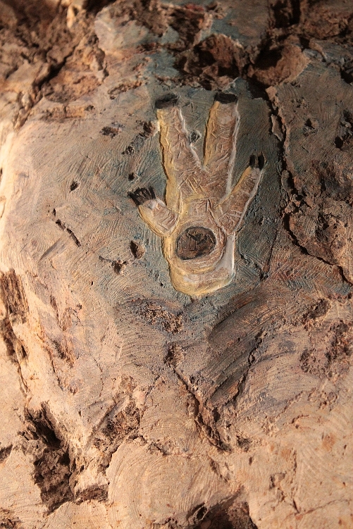Petroglyph carving made by Kevin Sudeith from which the above impression is made 